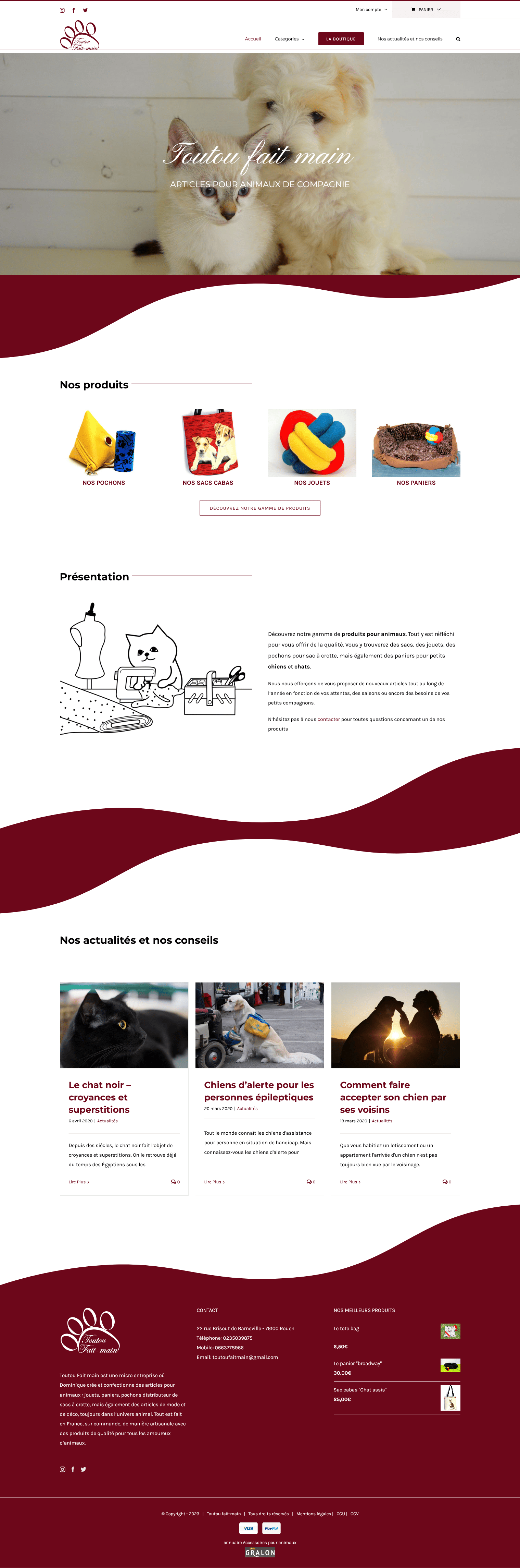 Boutique en ligne Toutou fait main Boutique en ligne Toutou fait main